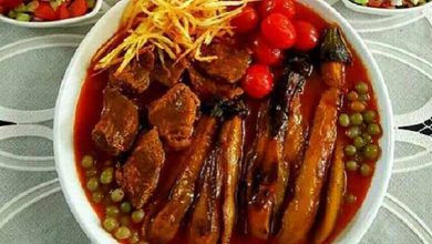 طرز تهیه خوراک گوشت و بادمجان سنتی+عکس